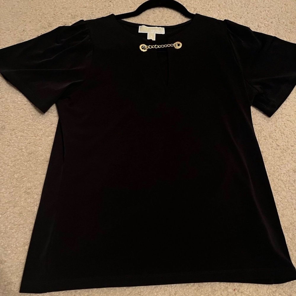 Michael Kors black and gold chained dress top